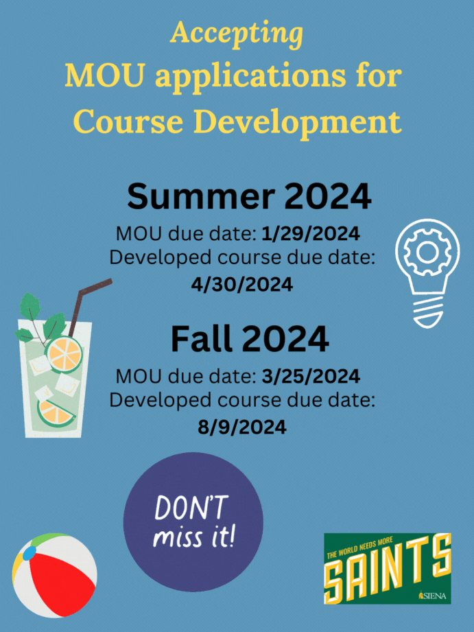 M O U course development due dates