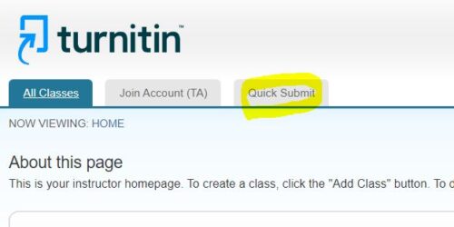 Turnitin.com Quick Submit tab