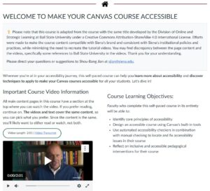 Canvas accessibility course homepage
