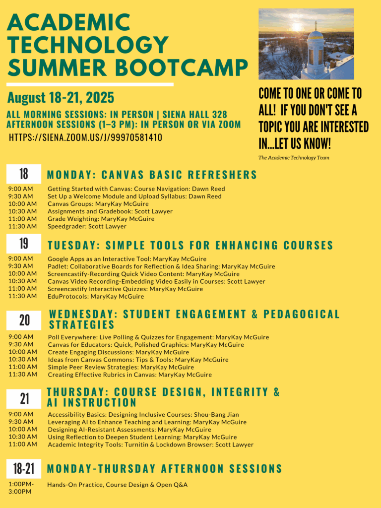 Summer Bootcamp 2025 schedule
